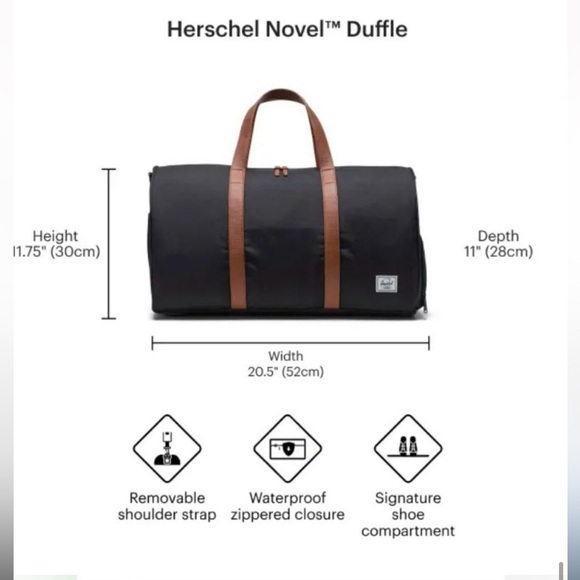 Herschel Supply Company Red Duffel Bag with strap Durable Travel Essential - Picture 9 of 11